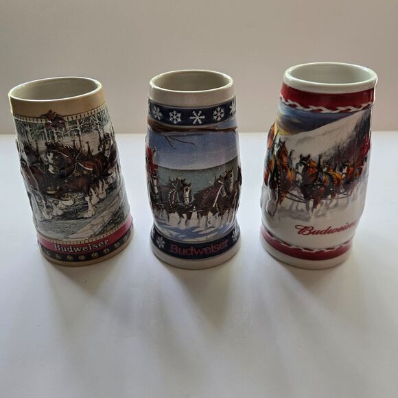 Budweiser Clydesdale Beer Stein Collectible Mugs Holiday Horses Bar Drinkware - Picture 1 of 13